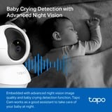 TP-Link TC71 cámara de vigilancia Almohadilla Cámara de seguridad IP Interior 2304 x 1296 Pixeles Escritorio blanco/Negro, Cámara de seguridad IP, Interior, Inalámbrico, Amazon Alexa & Google Assistant, 2400 MHz, Escritorio