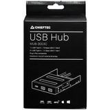 Chieftec MUB-3003 hub de interfaz USB 3.2 Gen 2 (3.1 Gen 2) Type-A 10000 Mbit/s Negro, Panel frontal negro, USB 3.2 Gen 2 (3.1 Gen 2) Type-A, USB 3.2 Gen 1 (3.1 Gen 1) Type-A, USB 3.2 Gen 2 (3.1 Gen 2) Type-C, 10000 Mbit/s, Negro, Metal, Plástico, 102 mm