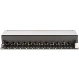 Digitus Panel de conexión de escritorio CAT 6A, clase EA, apantallado, Patch Panel negro, clase EA, apantallado, 10 Gigabit Ethernet, RJ-45, Negro, Acero galvanizado, SECC, Montaje en bastidor, 1U