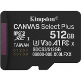 Kingston 512GB micSDXC Canvas Select Plus Gen3 150R A1 (Adaptador de SD no incluido), Tarjeta de memoria negro, 512 GB, MicroSDXC, Clase 10, UHS-I, 150 MB/s, Class 3 (U3)