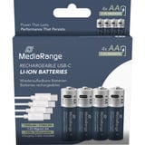 MediaRange Batería USB-C Li-Ion, Mignon AA I 1.5V | 1400 mAh, paquete de 4 