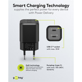 goobay Cargador rápido dual USB-C Nano, PD, GaN, 35 vatios negro