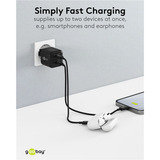 goobay Cargador rápido dual USB-C Nano, PD, GaN, 35 vatios negro