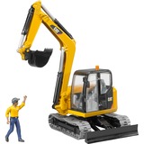 bruder Cat Mini Excavator with worker vehículo de juguete, Automóvil de construcción amarillo/Negro, Modelo a escala de excavadora, De plástico