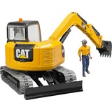 bruder Cat Mini Excavator with worker vehículo de juguete, Automóvil de construcción amarillo/Negro, Modelo a escala de excavadora, De plástico