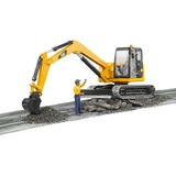 bruder Cat Mini Excavator with worker vehículo de juguete, Automóvil de construcción amarillo/Negro, Modelo a escala de excavadora, De plástico