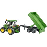 bruder John Deere 5115 M with tipping trailer vehículo de juguete, Automóvil de construcción verde/Amarillo, Modelo a escala de tractor, De plástico, Negro, Verde, Amarillo