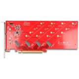 DeLOCK Tarjeta PCI Express x16 a 4x NVMe M.2 Key interna, Tarjeta de interfaz 