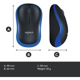 Logitech LGT-M185B Ratones, Ratón azul, Ambidextro, Óptico, RF inalámbrico, 1000 DPI, Negro, Azul, Minorista