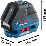 Bosch GLL 3-50P 0 - 50 m, Láser de líneas cruzadas azul/Negro, IP54, LR6 (AA), 1,5 V, 18 h, -10 - 40 °C, 83 x 146 x 117 mm
