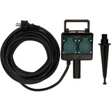 Brennenstuhl 1154450 toma de corriente Negro, Regleta negro, Negro, IP44, 16 A