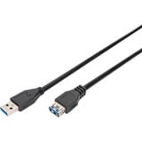 Digitus Cable de extensión USB 3.2 Gen 1, conector USB-A > toma USB-A, Cable alargador negro