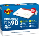 FRITZ! 5590 Fiber Routers inalámbricos, Enrutador de fibra óptica Box 5590 Fiber, Wi-Fi 6 (802.11ax), Doble banda (2,4 GHz / 5 GHz), Ethernet, Blanco, Router de sobremesa