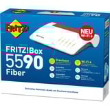 FRITZ! 5590 Fiber Routers inalámbricos, Enrutador de fibra óptica Box 5590 Fiber, Wi-Fi 6 (802.11ax), Doble banda (2,4 GHz / 5 GHz), Ethernet, Blanco, Router de sobremesa