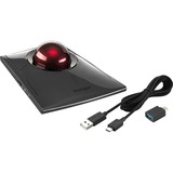 Kensington Trackball SlimBlade Pro negro/Rojo oscuro, Ambidextro, Óptico, RF Wireless + Bluetooth + USB Type-A, 1600 DPI, Negro