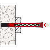 fischer Taco de vástago largo HybridPower 10x90 T, Pasador rojo/Gris