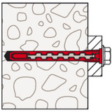 fischer Taco de vástago largo HybridPower 10x90 T, Pasador rojo/Gris