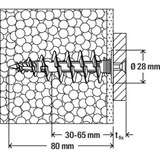 fischer Taco para aislamiento FID II Plus 80mm, Pasador blanco