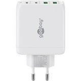 goobay Cargador rápido multipuerto USB-C, PD, GaN, 68 vatios blanco