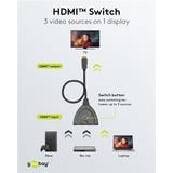 goobay Conmutador HDMI 3 a 1 (4K @ 30Hz) negro