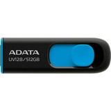 ADATA UV128 unidad flash USB 512 GB USB tipo A 3.2 Gen 1 (3.1 Gen 1) Negro, Azul, Lápiz USB negro/Azul, 512 GB, USB tipo A, 3.2 Gen 1 (3.1 Gen 1), 100 MB/s, Deslizar, Negro, Azul