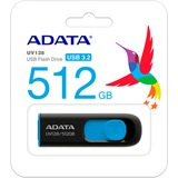 ADATA UV128 unidad flash USB 512 GB USB tipo A 3.2 Gen 1 (3.1 Gen 1) Negro, Azul, Lápiz USB negro/Azul, 512 GB, USB tipo A, 3.2 Gen 1 (3.1 Gen 1), 100 MB/s, Deslizar, Negro, Azul