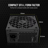 Corsair SF1000L 1000W Reacondicionado, Fuente de alimentación de PC negro