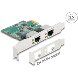 DeLOCK Tarjeta PCI Express x1 2 x RJ45 2,5 Gigabit LAN RTL8125, Adaptador de red 