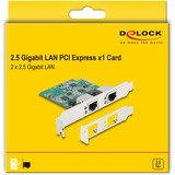 DeLOCK Tarjeta PCI Express x1 2 x RJ45 2,5 Gigabit LAN RTL8125, Adaptador de red 