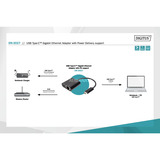 Digitus Adaptador Ethernet Gigabit USB Tipo-C negro