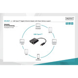 Digitus Adaptador Ethernet Gigabit USB Tipo-C negro
