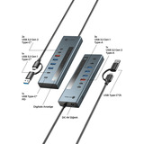 ICY BOX IB-HUB1743-CPD USB 3.2 Gen 2 (3.1 Gen 2) Type-A + Type-C 10000 Mbit/s Azul, Hub USB antracita, USB 3.2 Gen 2 (3.1 Gen 2) Type-A + Type-C, USB 3.2 Gen 2 (3.1 Gen 2) Type-A, USB 3.2 Gen 2 (3.1 Gen 2) Type-C, 10000 Mbit/s, Azul, Aluminio, 100 W