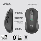 Logitech Signature M650 ratón Izquierda RF Wireless + Bluetooth Óptico 2000 DPI grafito, Izquierda, Óptico, RF Wireless + Bluetooth, 2000 DPI, Grafito