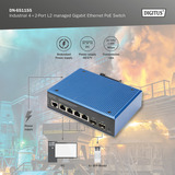 Digitus Switch Gigabit Ethernet PoE gestionado L2 industrial 4+2 puertos, Interruptor/Conmutador 