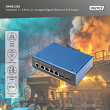 Digitus Switch Gigabit Ethernet PoE gestionado L2 industrial 4+2 puertos, Interruptor/Conmutador 