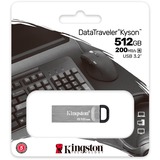 Kingston DataTraveler Unidad Flash USB Kyson de 512 GB, Lápiz USB plateado, 512 GB, USB tipo A, 3.2 Gen 1 (3.1 Gen 1), 200 MB/s, Sin tapa, Plata