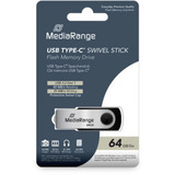 MediaRange MR1953, Lápiz USB negro/Plateado
