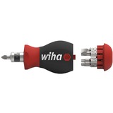 Wiha Destornillador Stubby 1/4", con cargador de puntas negro/Rojo