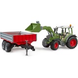 bruder Fendt Vario 211 con cargador frontal y remolque con bordes, Automóvil de construcción 