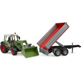 bruder Fendt Vario 211 con cargador frontal y remolque con bordes, Automóvil de construcción 