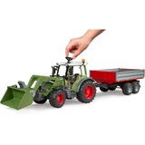 bruder Fendt Vario 211 con cargador frontal y remolque con bordes, Automóvil de construcción 