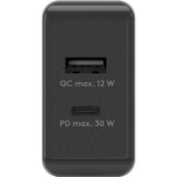 goobay Cargador rápido dual USB-C PD 30 vatios negro