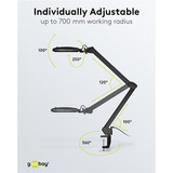 goobay Lámpara lupa LED con pinza 10W, Luz de LED negro