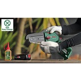 Bosch EasyChain 18V-15-7 Negro, Verde, Motosierra verde/Negro, 13 cm, 15 cm, 6,95 m/s, 1,1 mm, Negro, Verde, Batería