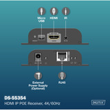 Digitus Receptor HDMI IP PoE, Alargador de HDMI negro
