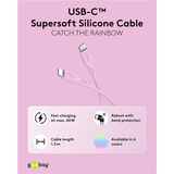 goobay Cable de silicona USB 2.0 rosa, conector USB-C > conector USB-C rosa neón