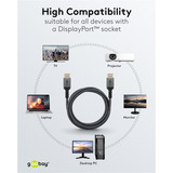goobay Plus Cable DisplayPort 2.0/2.1, 16K @ 60Hz, 80 Gbit/s gris