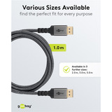 goobay Plus Cable DisplayPort 2.0/2.1, 16K @ 60Hz, 80 Gbit/s gris
