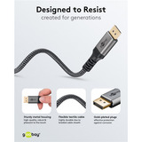 goobay Plus Cable DisplayPort 2.0/2.1, 16K @ 60Hz, 80 Gbit/s gris