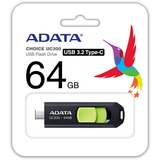 ADATA UC300 unidad flash USB 64 GB USB Tipo C 3.2 Gen 1 (3.1 Gen 1) Negro, Verde, Lápiz USB negro/Verde, 64 GB, USB Tipo C, 3.2 Gen 1 (3.1 Gen 1), 100 MB/s, Deslizar, Negro, Verde